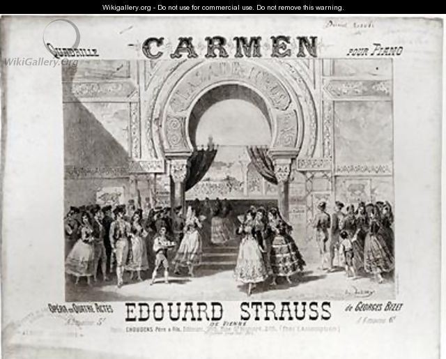Cover of the score of piano quadrille from Carmen by Edouard Strauss 1835-1916 - A. Lamy