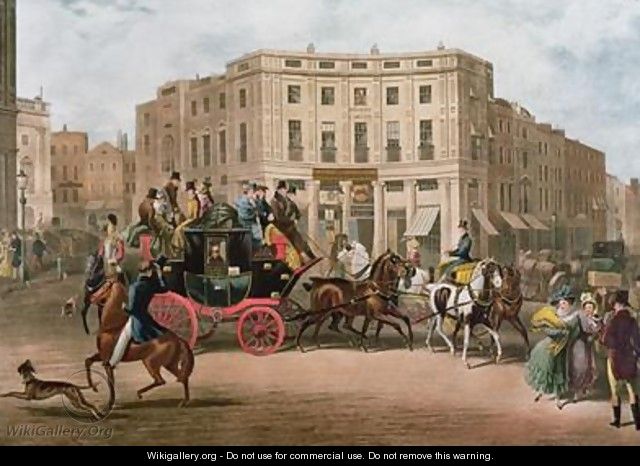 The Age Brighton Coach at the Bull and Mouth Regent Circus Piccadilly - E. F. Lambert