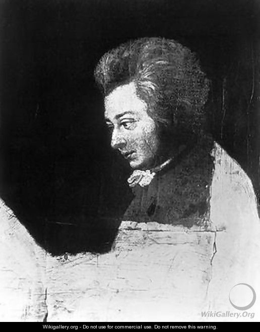 Unfinished Portrait of Wolfgang Amadeus Mozart 1756-91 - Joseph Lange