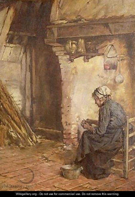 Old Woman Peeling Potatoes - Walter Langley