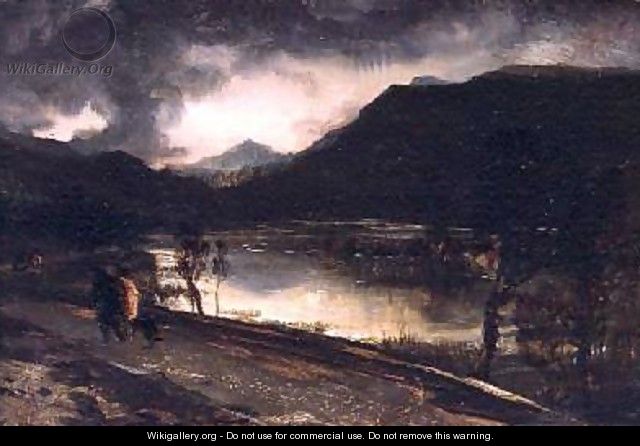 A Lake Scene at Sunset - Sir Edwin Henry Landseer