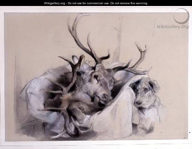 Stags Heads and Dog - Sir Edwin Henry Landseer