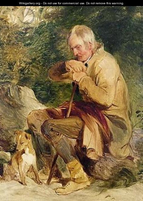 An old man and his dog seated by a road side - Sir Edwin Henry Landseer