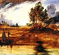 A River Landscape at Sunset - Sir Edwin Henry Landseer