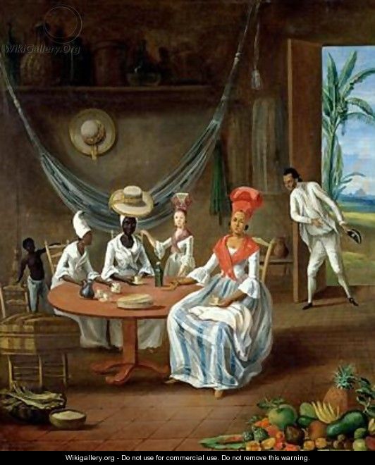 A Mulatto Woman with her White Daughter Visited by Negro Women in their House in Martinique - Le Masurier