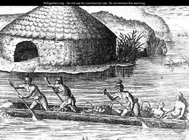 Florida Indians Storing their Crops in the Public Granary - (after) Le Moyne, Jacques (de Morgues)