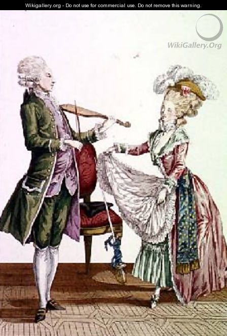 A gentleman playing the violin while a lady dances - (after) Le Clerc, Pierre Thomas