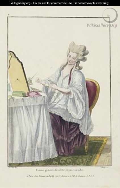 Woman at her Toilet folding a Note - (after) Le Clerc, Pierre Thomas