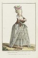 Elegant Woman in pin striped Dress of Indian Taffeta - (after) Le Clerc, Pierre Thomas