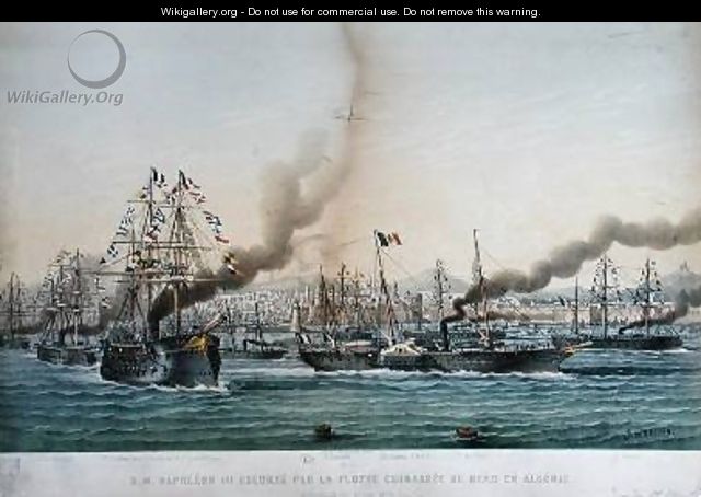 The Arrival of Napoleon III 1808-73 in Algeria with an Escort of Battleships - Louis Le Breton