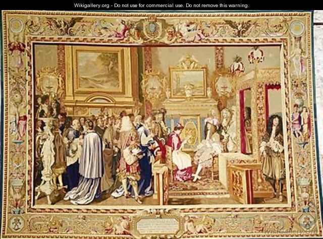 The Audience of Cardinal Chigi with Louis XIV 1638-1715 at Fontainebleau - (after) Le Brun, Charles