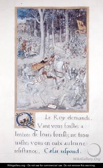 A Battle Scene from Les Commentaires de la Guerre Gallique by Francois Demoulins - Godefroy Le Batave