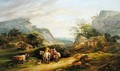Landscape with figures and cattle - James Leakey