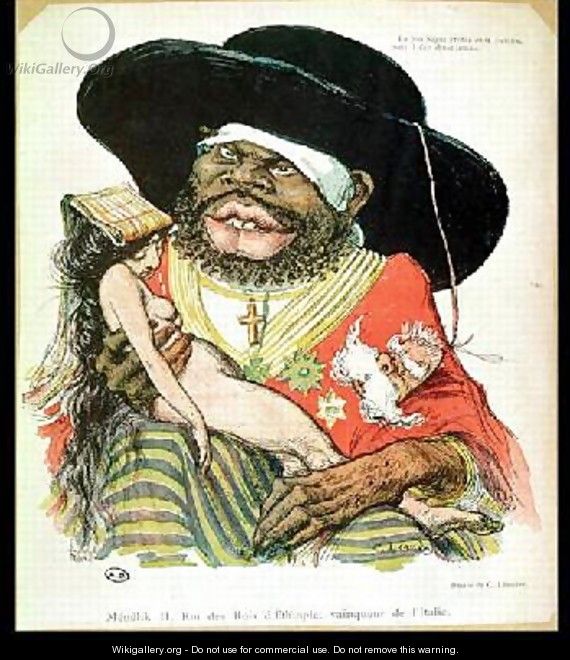 Caricature of the Negus of Ethiopia Menelik II 1844-1913 - Charles Leandre