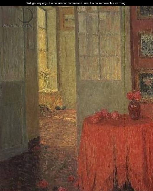 The Red Table Cloth - Henri Eugene Augustin Le Sidaner