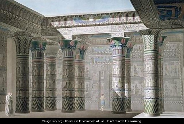 Interior perspective view from the portico of the Grand Temple on the Island of Philae - (after) Le Pere