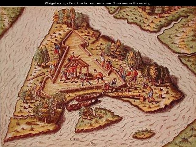 A Site for the Fort is Chosen - (after) Le Moyne, Jacques (de Morgues)