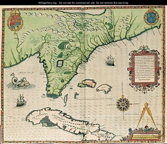 Map of Florida - (after) Le Moyne, Jacques (de Morgues)