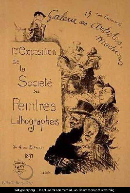 Reproduction of a poster advertising The Society of Lithography Painters Exhibition at the Gallerie des Artistes Modernes - Charles Leandre