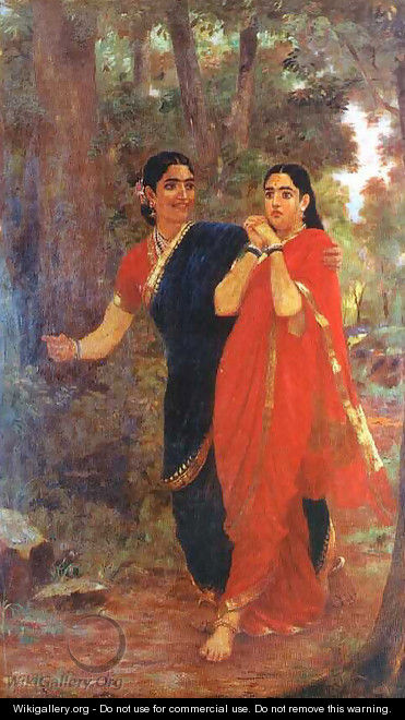 Droupathi and Simhika - Raja Ravi Varma