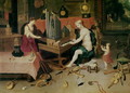 Allegory of Hearing detail of an organist - (attr. to) Kessel, Jan van