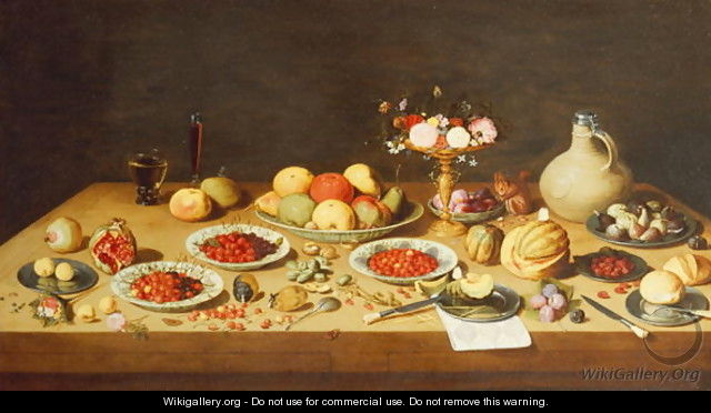 Still Life with Fruit and Flowers on a Table - (attr. to) Kessel, Jan van