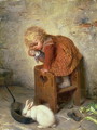 Little Girl with a Rabbit - Hermann Kaulbach