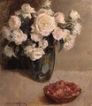 Still Life of Roses and Cherries - A. van der Kelen