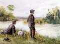 Children fishing by a stream - George Goodwin Kilburne