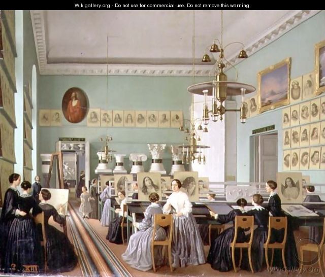 Interior of the Womens Department of the St Petersburg Drawing School - Ekaterina Nikolaevna Khilova