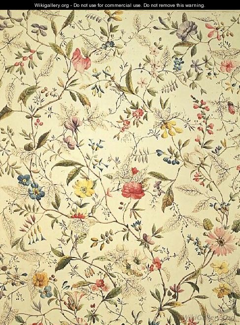 Wild flowers design for silk material - William Kilburn