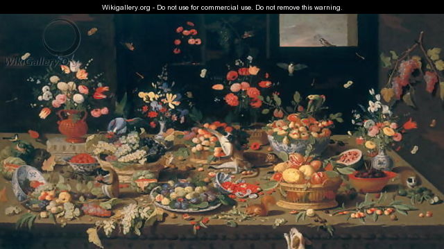 Still Life of Flowers Fruit and Animals - Jan van Kessel