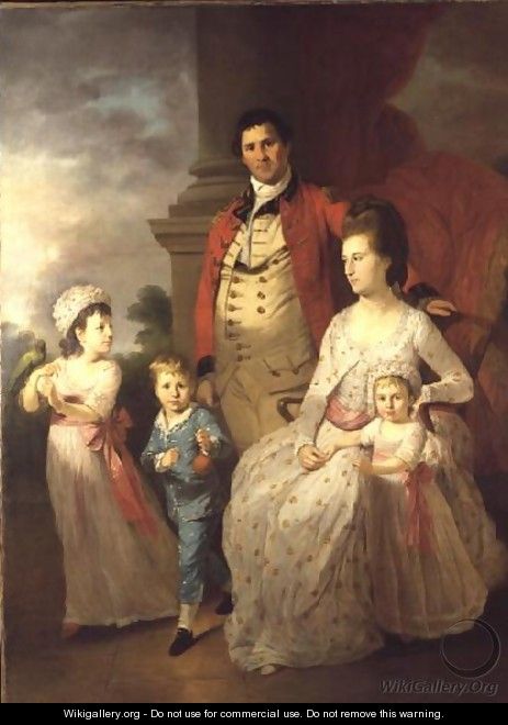 Group Portrait of Col John Fortnom and his wife Jane their son Thomas William and their two daughters - Tilly Kettle