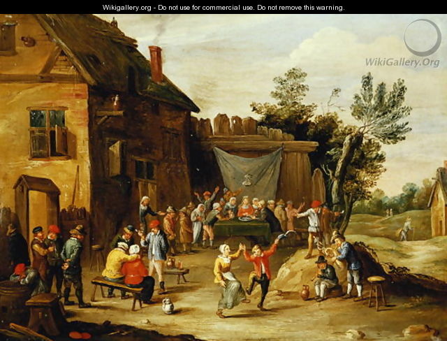 Wedding Feast in the Courtyard of a Village Inn - Jan van Kessel