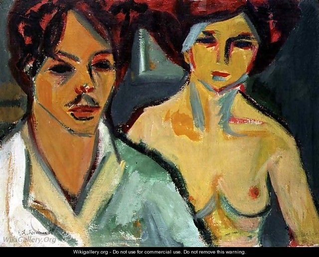 Self Portrait with Model - Ernst Ludwig Kirchner