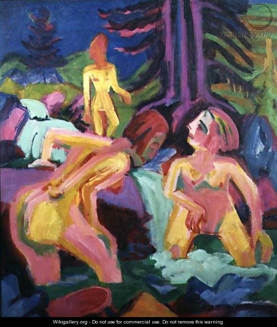 Three Bathers in a Stream - Ernst Ludwig Kirchner