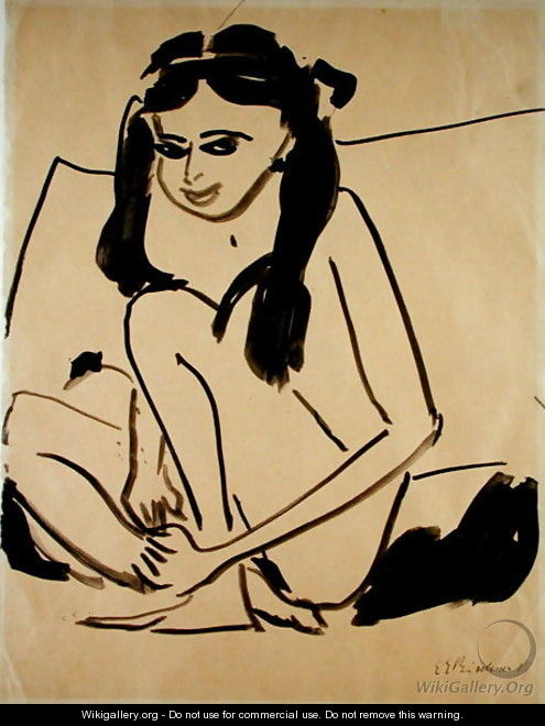 Crouching Nude Girl - Ernst Ludwig Kirchner
