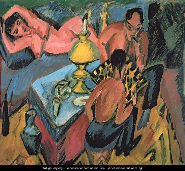 Otto Muller 1874-1930 Playing Chess - Ernst Ludwig Kirchner