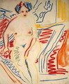 Sitting Nude with Blue Hair - Ernst Ludwig Kirchner