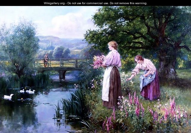 Girls Collecting Flowers - Henry John Yeend King