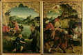 Stories of SS Peter and Paul altarpiece detail showing L to R Vocation of St Peter Conversion of St Paul - Hans von Klumbach