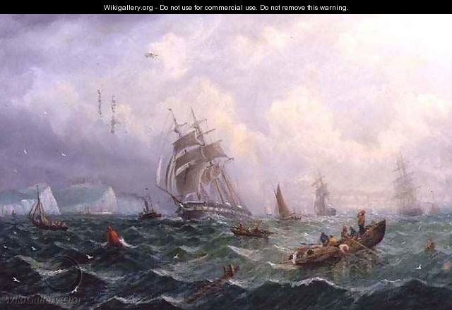 Shipping in Choppy Seas of Scarborough - Adolphus Knell