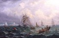 Shipping in Choppy Seas of Scarborough - Adolphus Knell