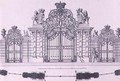 Plan and elevation of the entrance gates to Schloss Belvedere in Vienna probably designed by Johann George Oegg - (after) Kleiner, Salomon