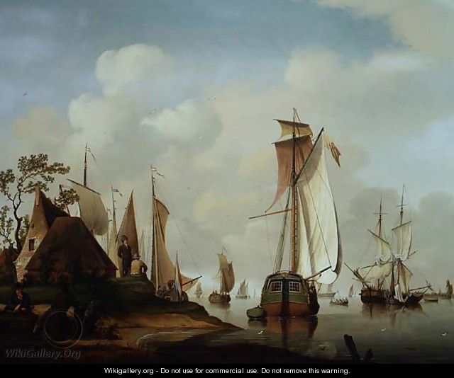 Yachts and other Boats at Anchor in an Estuary - David Kleyne
