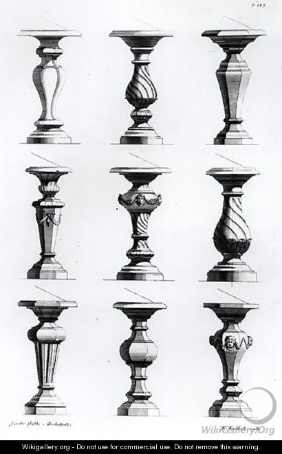 Pedestals from A Book of Architecture - Elisha Kirkall