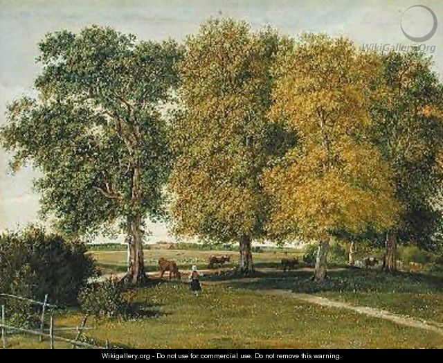 Herder with Cattle beneath Autumnal Trees - Wilhelm Alexander Kobell
