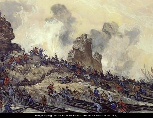 Don Cossacks Capturing the Fortress of Azov - Nikolai Mikhailovich Kochergin