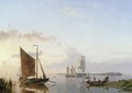 Sailing Vessels in an Estuary - Hermanus Koekkoek