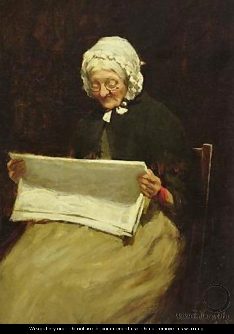 Old Woman Reading a Newspaper - Paul Knight
